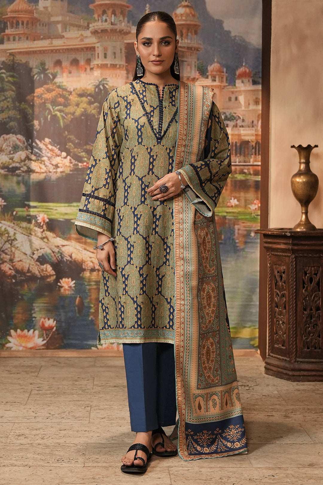 Zellbury | Unstitched 3 Piece Khaddar | Shirt Shalwar Shawl - 0381 - House Of Zarish
