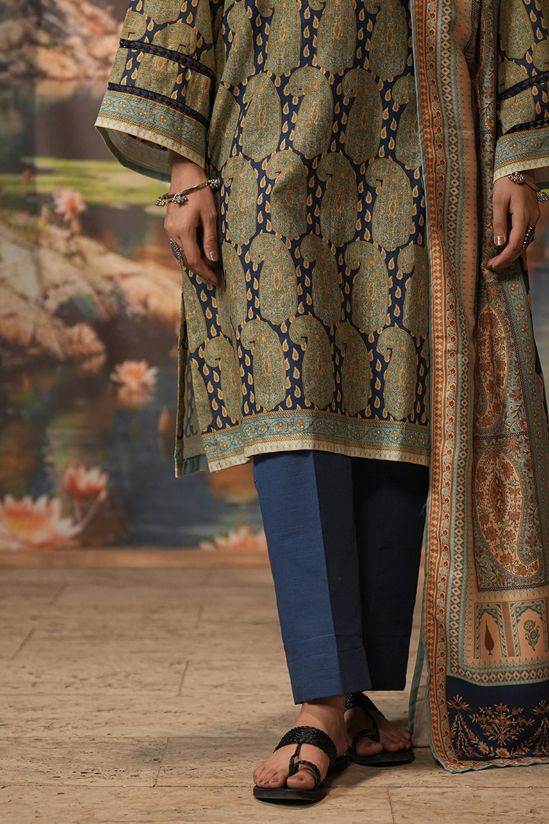 Zellbury | Unstitched 3 Piece Khaddar | Shirt Shalwar Shawl - 0381 - Libasekhas