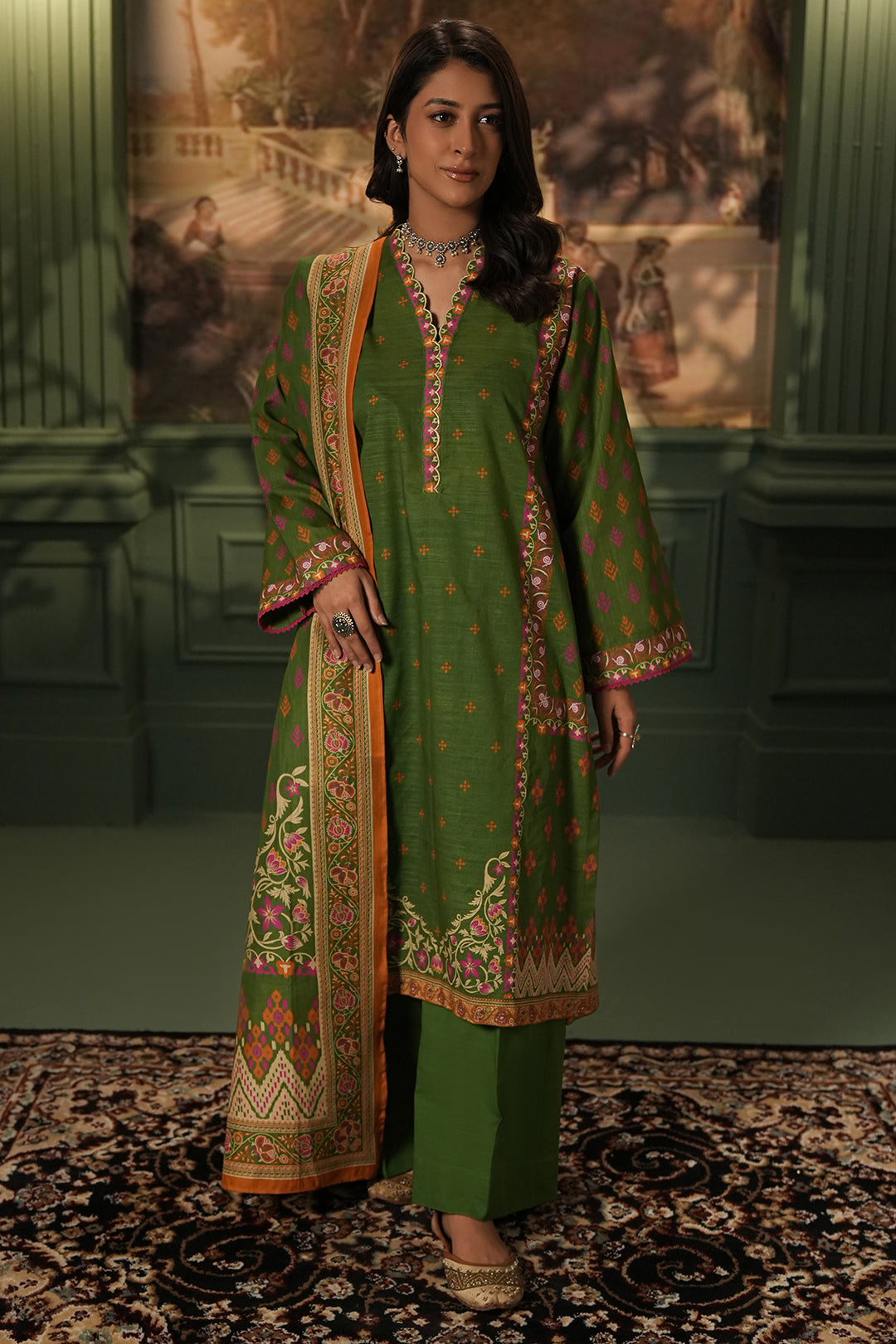 Zellbury | Unstitched 3 Piece Khaddar | Shirt Shalwar Dupatta - 0386 - House Of Zarish