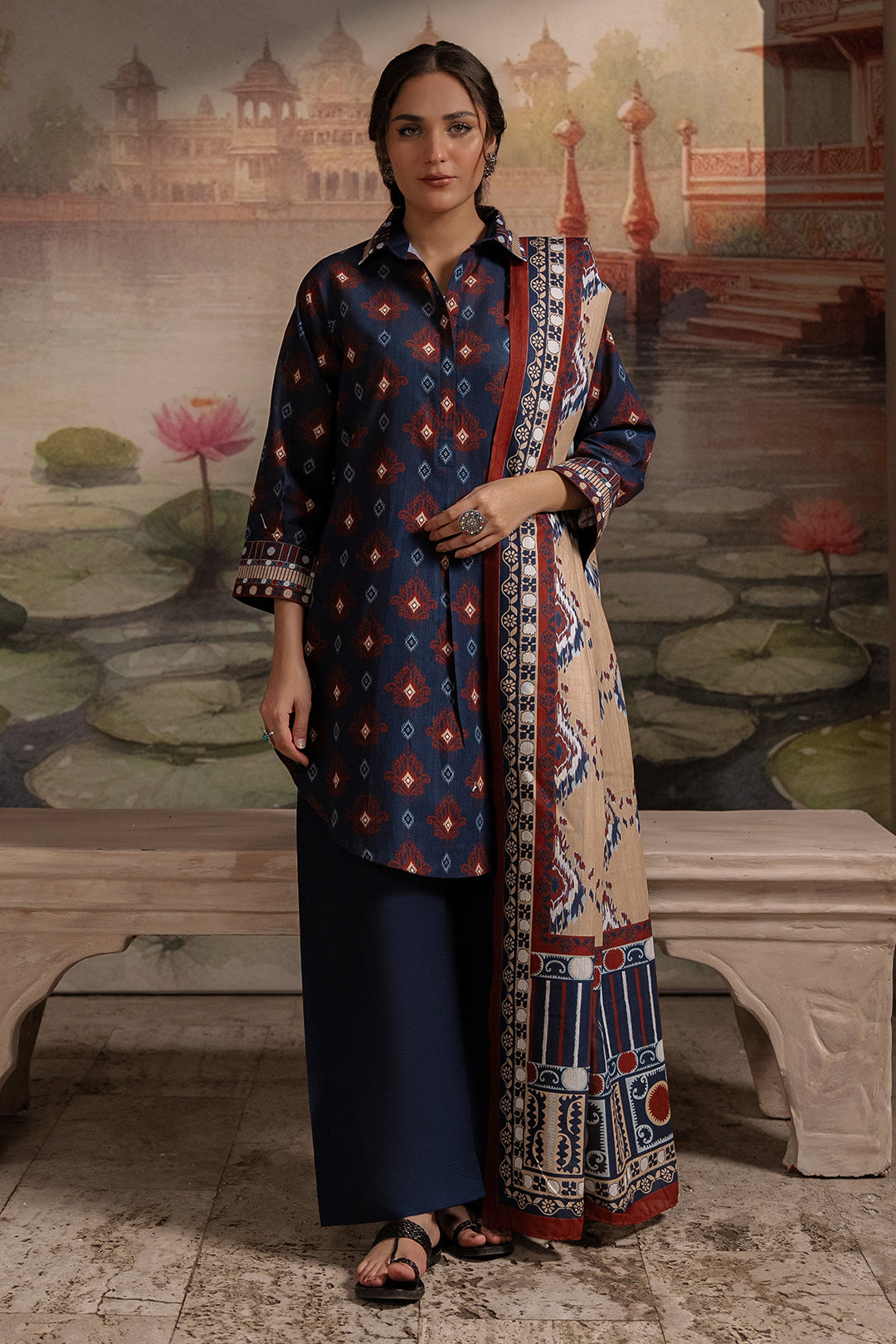 Zellbury | Unstitched 3 Piece Khaddar | Shirt Shalwar Dupatta - 0387 - House Of Zarish