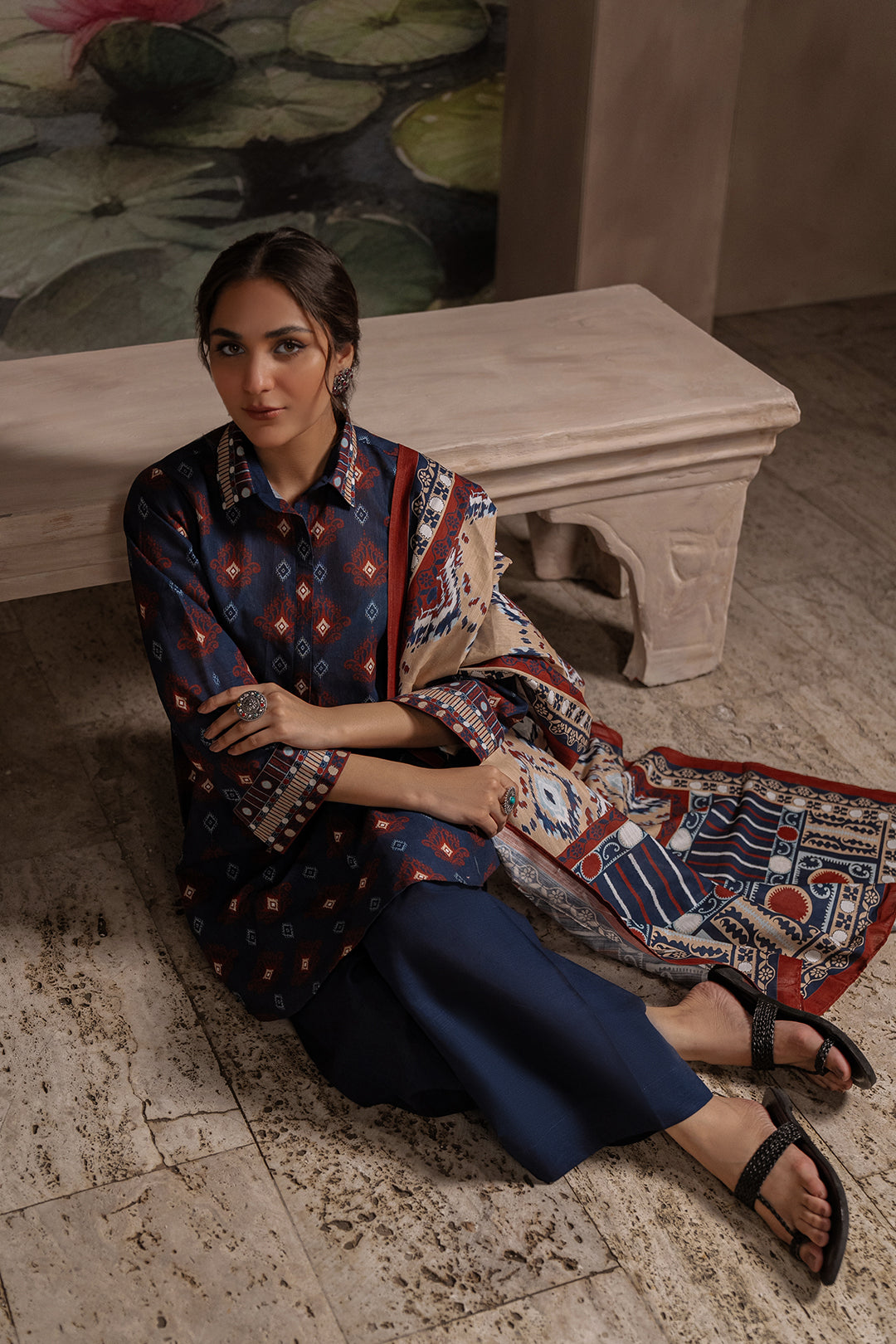 Zellbury | Unstitched 3 Piece Khaddar | Shirt Shalwar Dupatta - 0387 - House Of Zarish