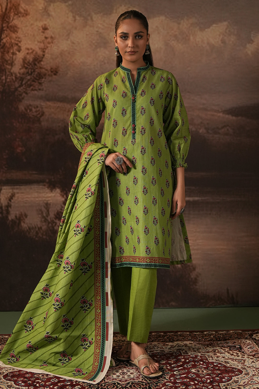 Zellbury | Unstitched 3 Piece Khaddar | Shirt Shalwar Dupatta - 0388 - House Of Zarish