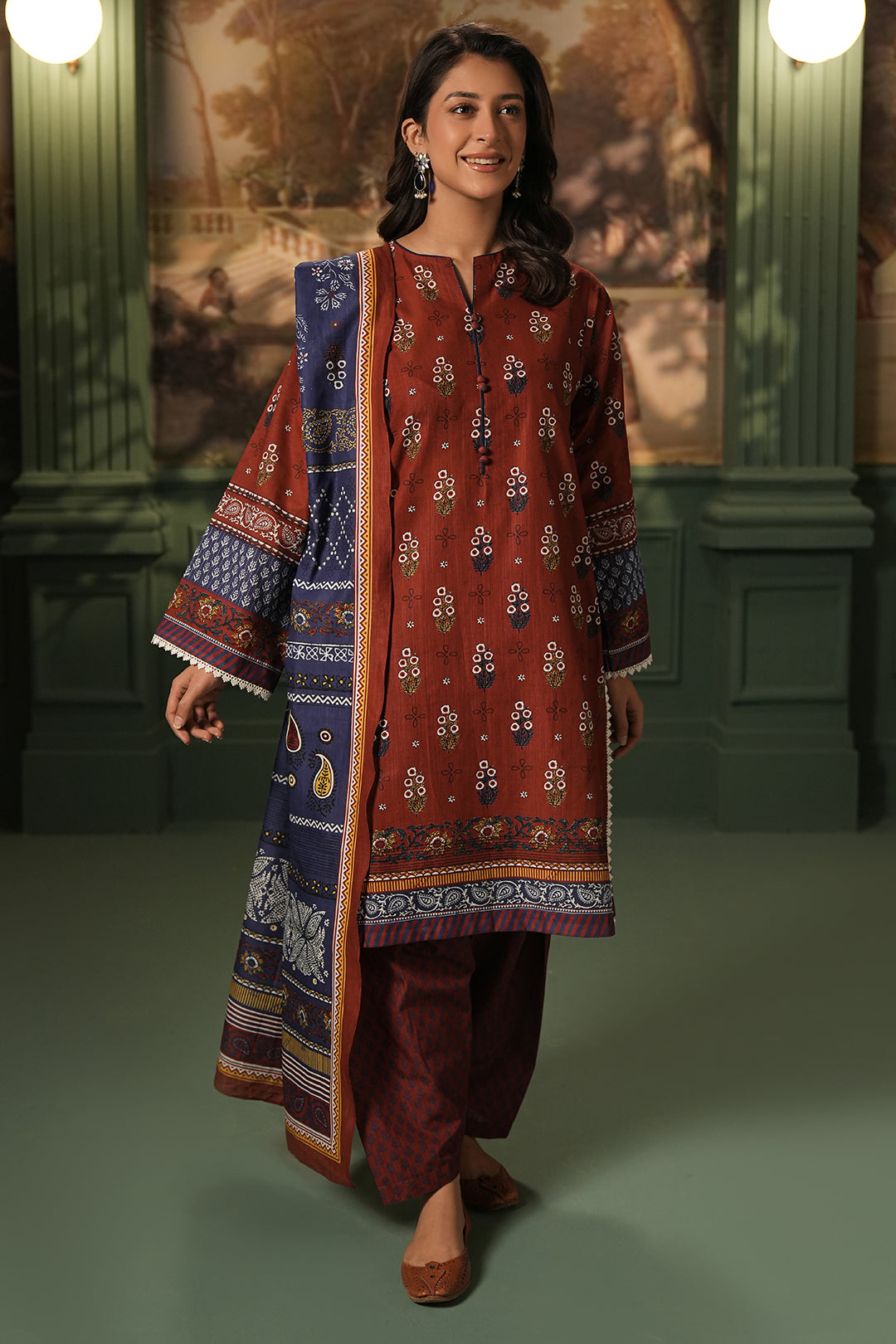 Zellbury | Unstitched 3 Piece Khaddar | Shirt Shalwar Dupatta - 0394 - Libasekhas