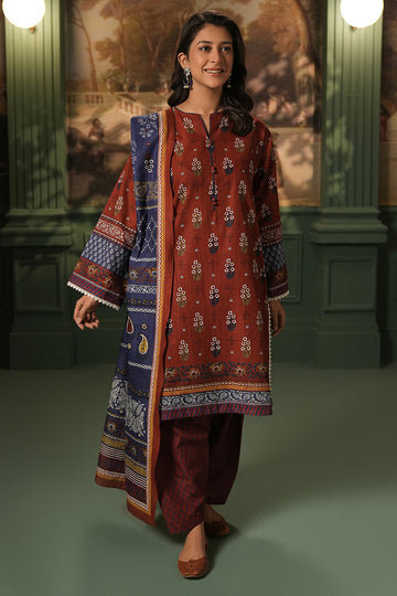 Zellbury | Unstitched 3 Piece Khaddar | Shirt Shalwar Dupatta - 0394 - Libasekhas