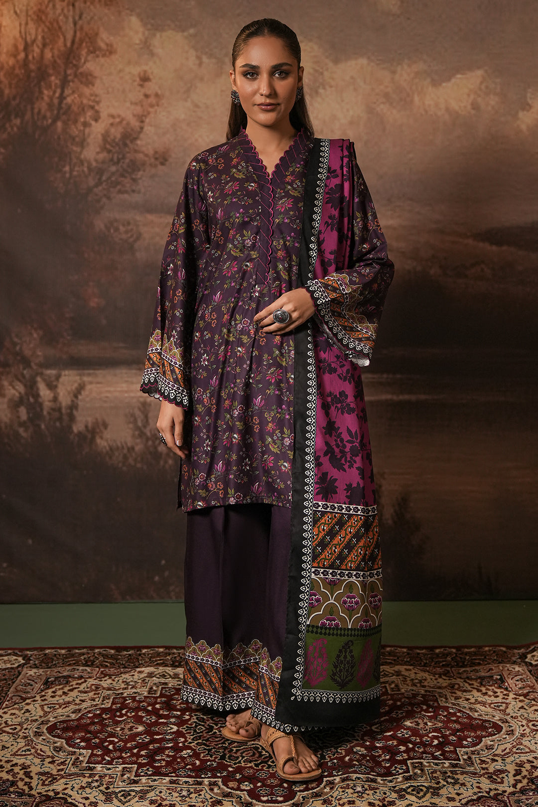 Zellbury | Unstitched 3 Piece Cotail | Shirt Shalwar Dupatta - 0399 - House Of Zarish
