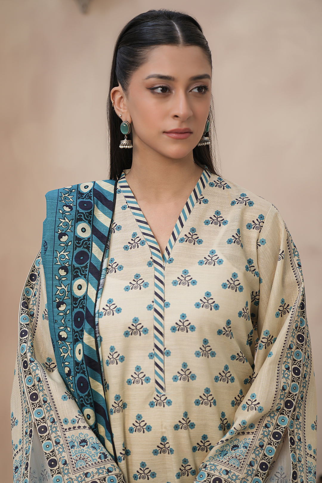 Zellbury | Unstitched 3 Piece Khaddar | Shirt Shalwar Dupatta - 0445 - House Of Zarish