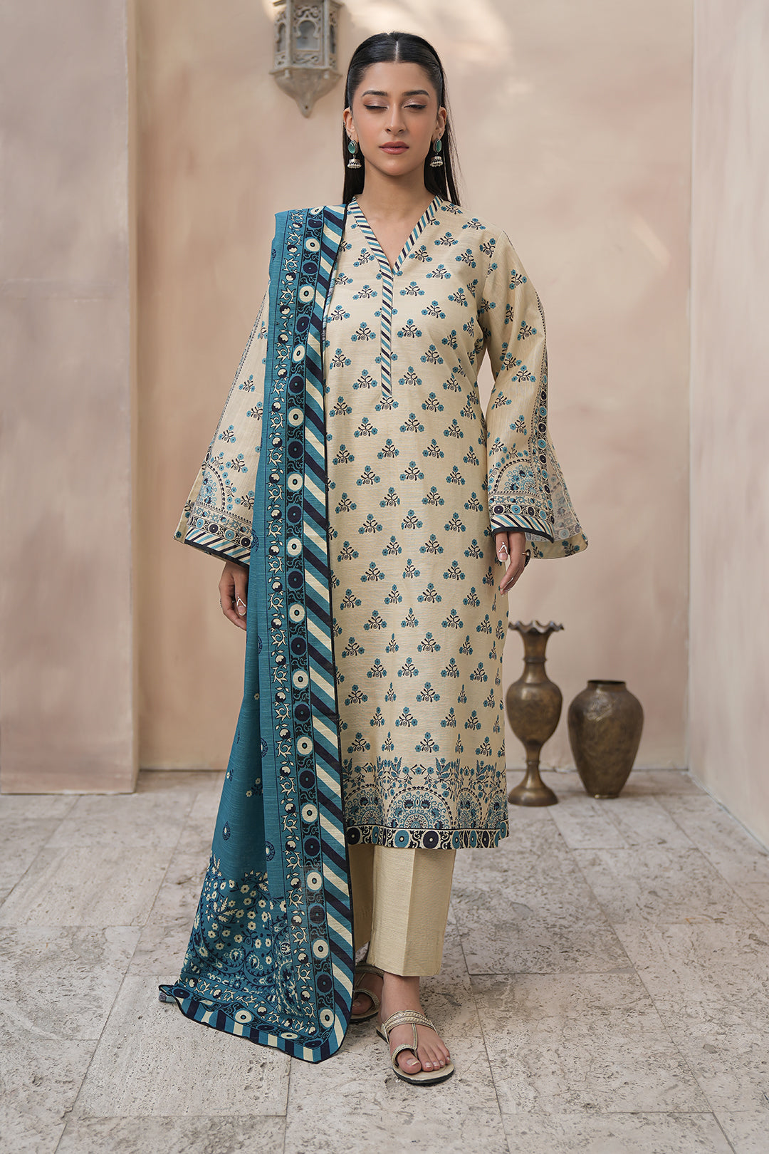 Zellbury | Unstitched 3 Piece Khaddar | Shirt Shalwar Dupatta - 0445 - House Of Zarish