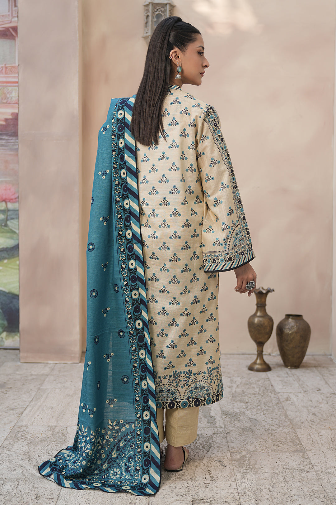 Zellbury | Unstitched 3 Piece Khaddar | Shirt Shalwar Dupatta - 0445 - House Of Zarish