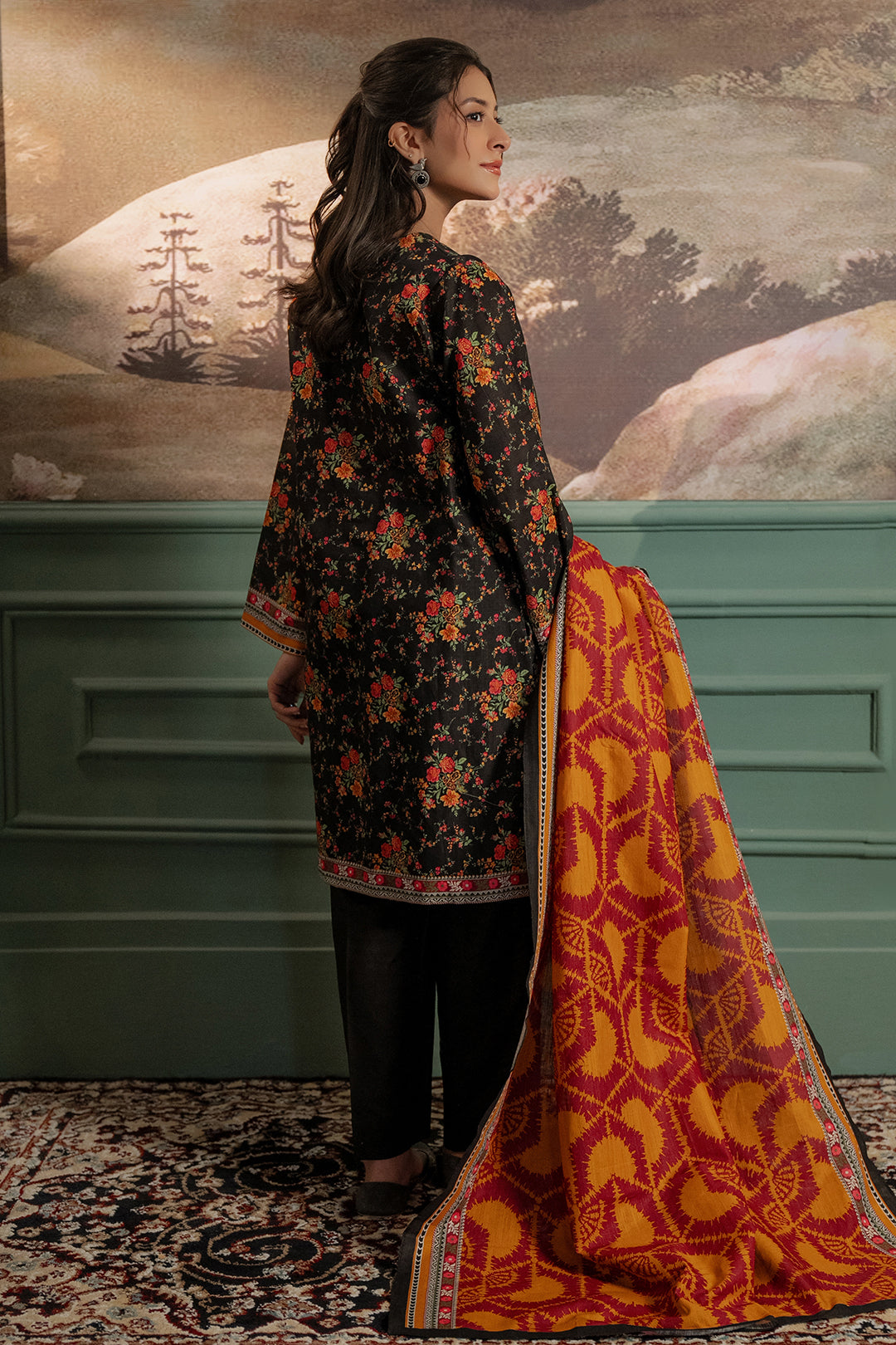 Zellbury | Unstitched 3 Piece Khaddar | Shirt Shalwar Dupatta - 0447 - House Of Zarish