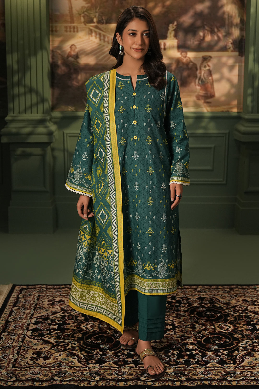 Zellbury | Unstitched 3 Piece Khaddar | Shirt Shalwar Dupatta - 0448 - House Of Zarish