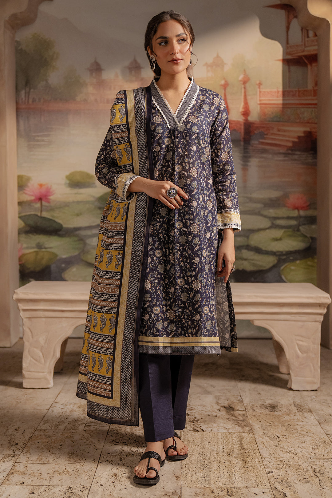 Zellbury | Unstitched 3 Piece Khaddar | Shirt Shalwar Dupatta - 0449 - House Of Zarish