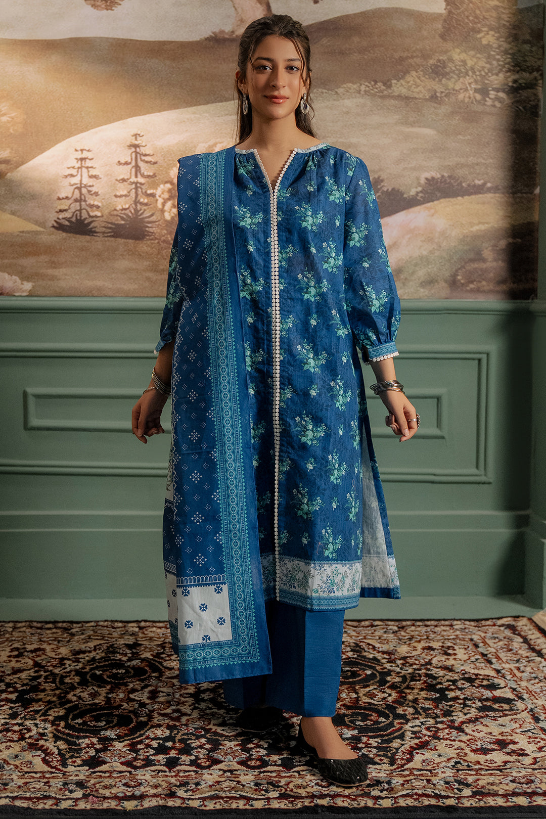 Zellbury | Unstitched 3 Piece Khaddar | Shirt Shalwar Dupatta - 0450 - House Of Zarish