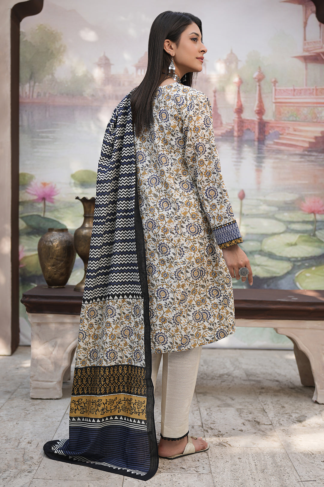 Zellbury | Unstitched 3 Piece Khaddar | Shirt Shalwar Dupatta - 0452 - House Of Zarish