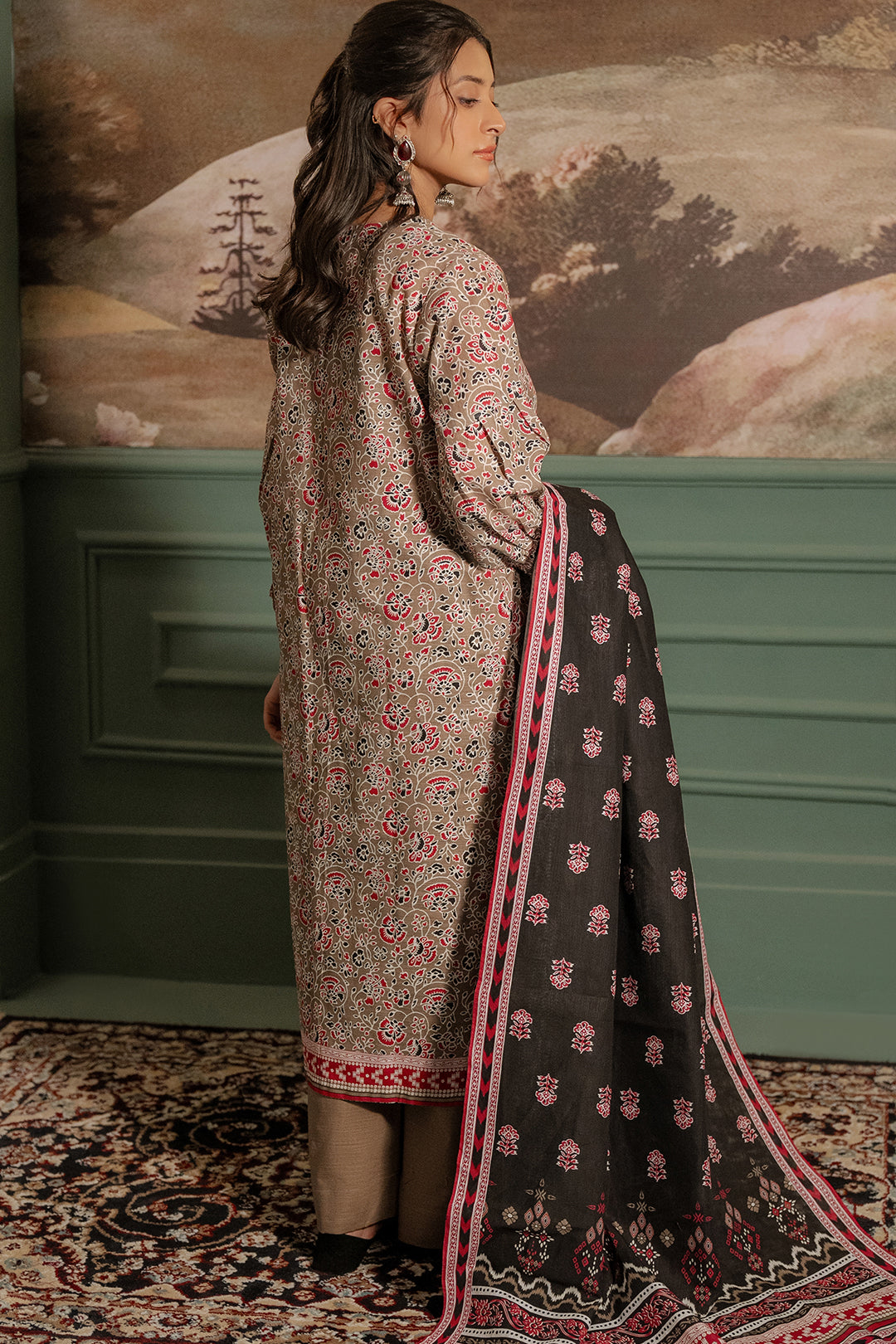 Zellbury | Unstitched 3 Piece Khaddar | Shirt Shalwar Dupatta - 0456 - House Of Zarish