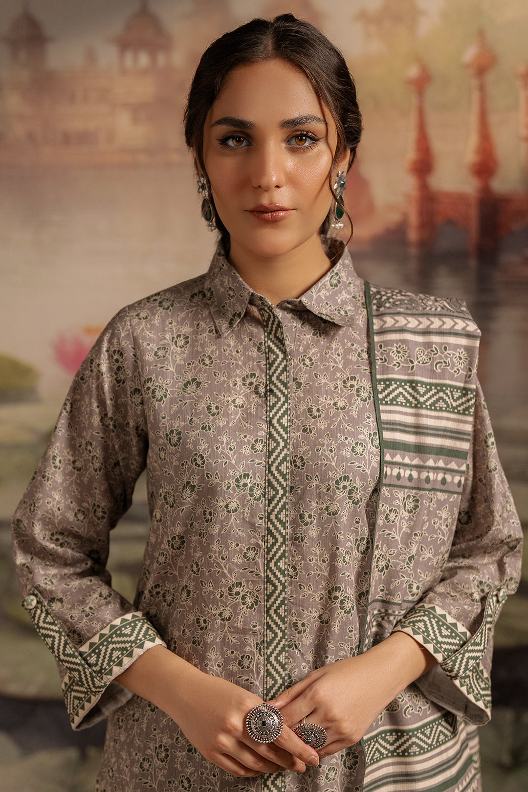 Zellbury | Unstitched 3 Piece Karandi | Shirt Shalwar Dupatta - 0457 - House Of Zarish