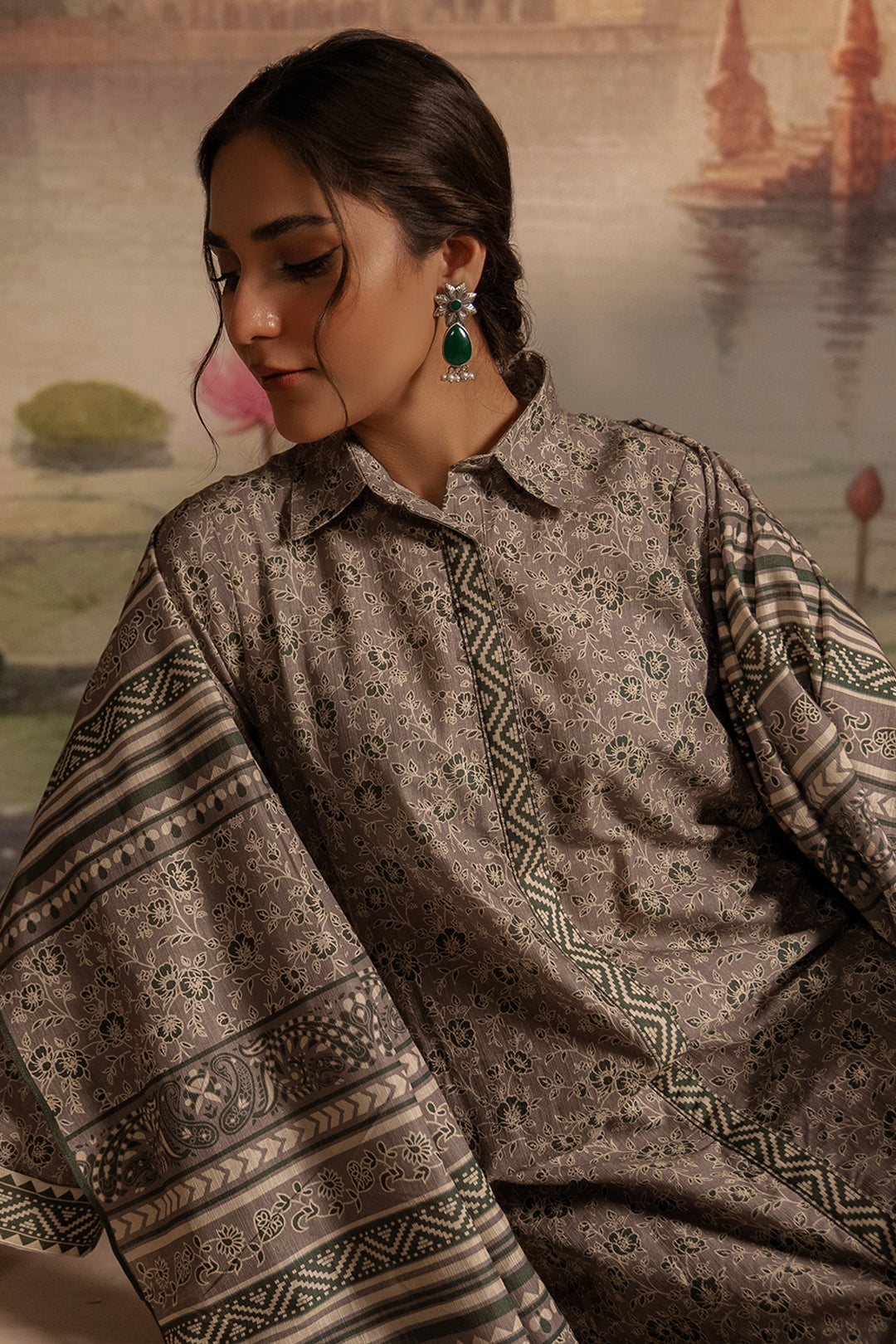 Zellbury | Unstitched 3 Piece Karandi | Shirt Shalwar Dupatta - 0457 - House Of Zarish