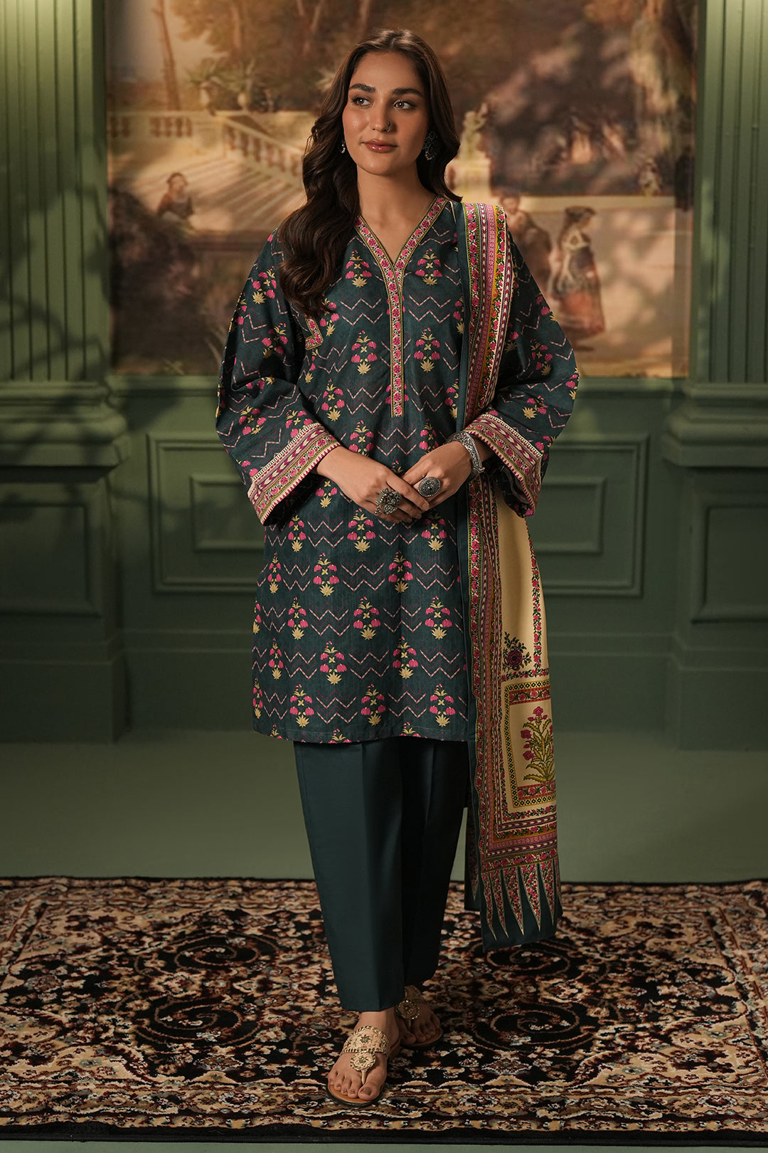 Zellbury | Unstitched 3 Piece Khaddar | Shirt Shalwar Shawl - 0459 - House Of Zarish