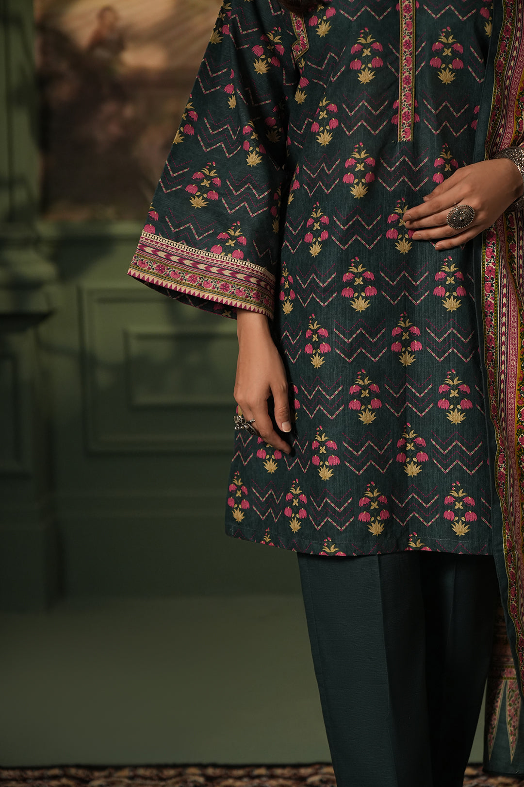 Zellbury | Unstitched 3 Piece Khaddar | Shirt Shalwar Shawl - 0459 - House Of Zarish