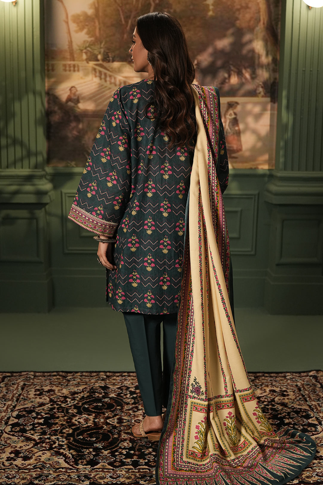 Zellbury | Unstitched 3 Piece Khaddar | Shirt Shalwar Shawl - 0459 - Libasekhas