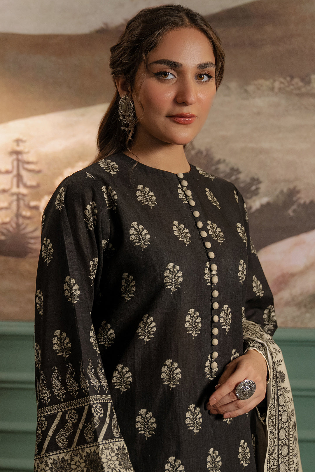 Zellbury | Unstitched 3 Piece Khaddar | Shirt Shalwar Dupatta - 0461 - House Of Zarish