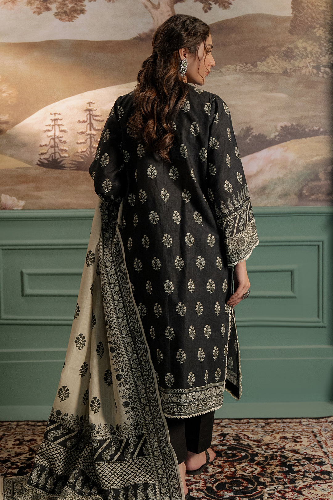 Zellbury | Unstitched 3 Piece Khaddar | Shirt Shalwar Dupatta - 0461 - House Of Zarish