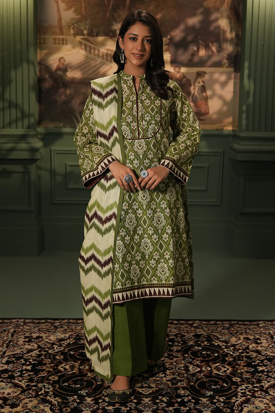 Zellbury | Unstitched 3 Piece Khaddar | Shirt Shalwar Dupatta - 0463 - House Of Zarish