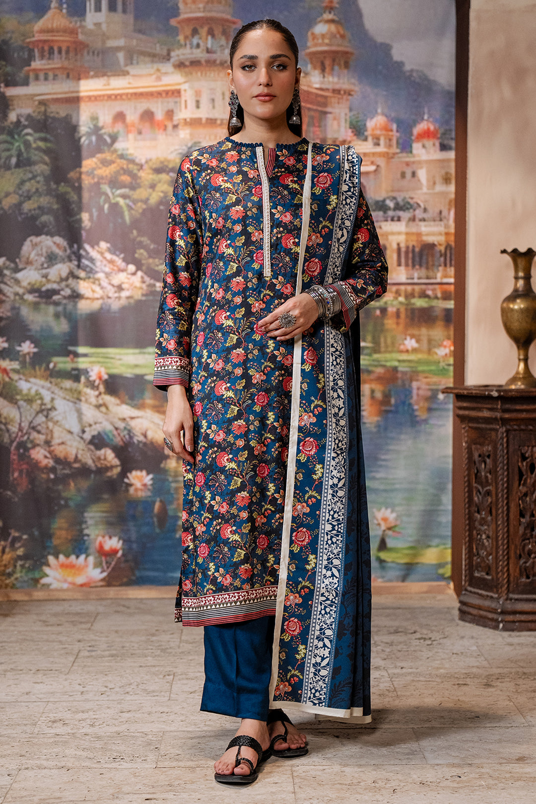 Zellbury | Unstitched 3 Piece Cotail | Shirt Shalwar Dupatta - 0470 - House Of Zarish