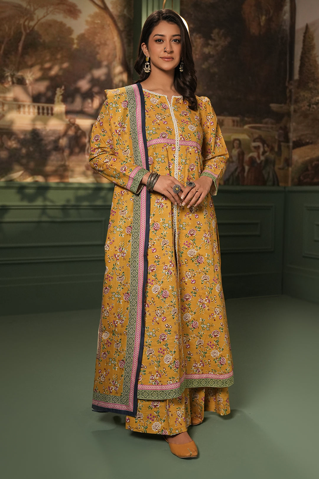 Zellbury | Unstitched 3 Piece Khaddar | Shirt Shalwar Dupatta - 0472 - House Of Zarish
