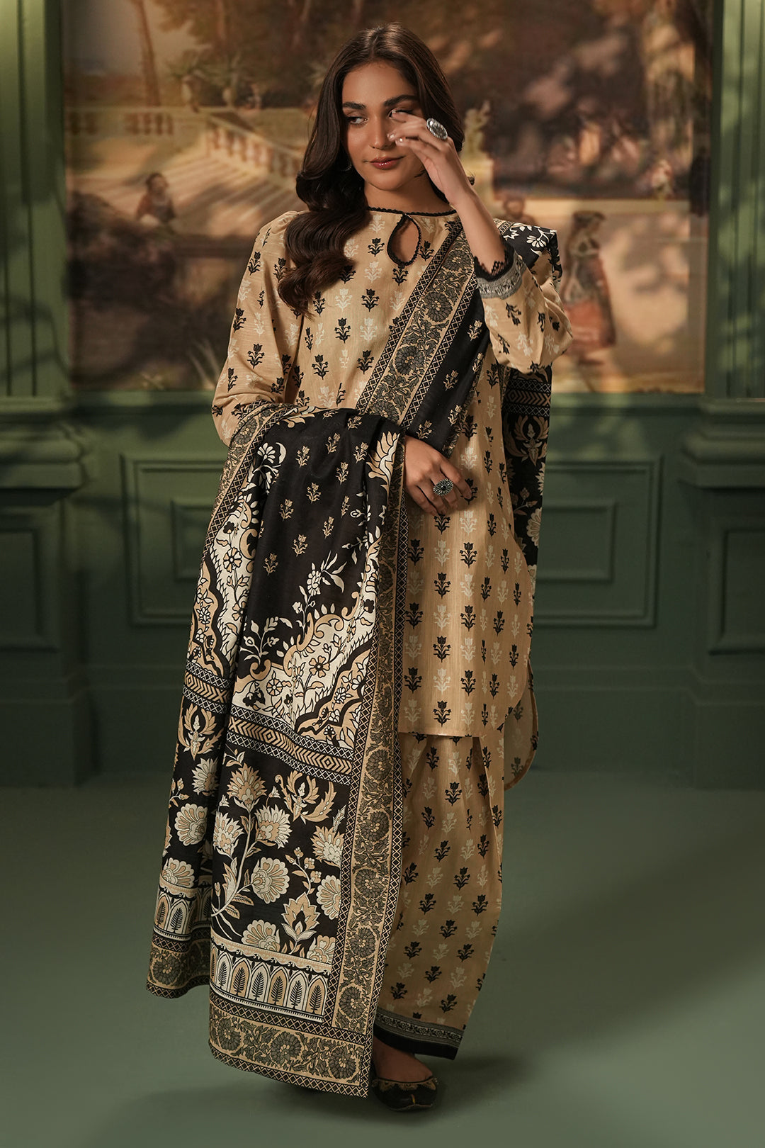 Zellbury | Unstitched 3 Piece Khaddar | Shirt Shalwar Dupatta - 0473 - House Of Zarish