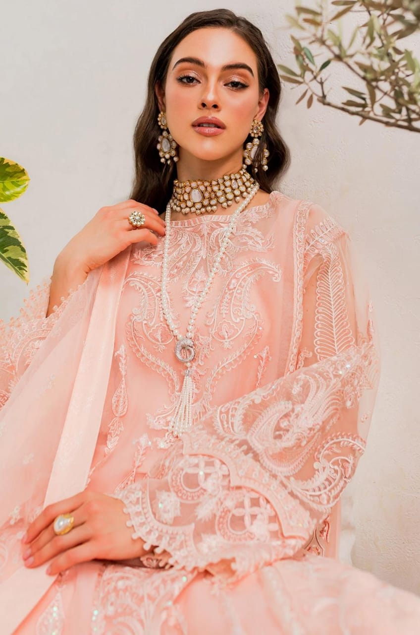 Maryum N Maria | Sorina Luxury Chiffon 23 | Peach Parfait (MW23-505) - House Of Anaya