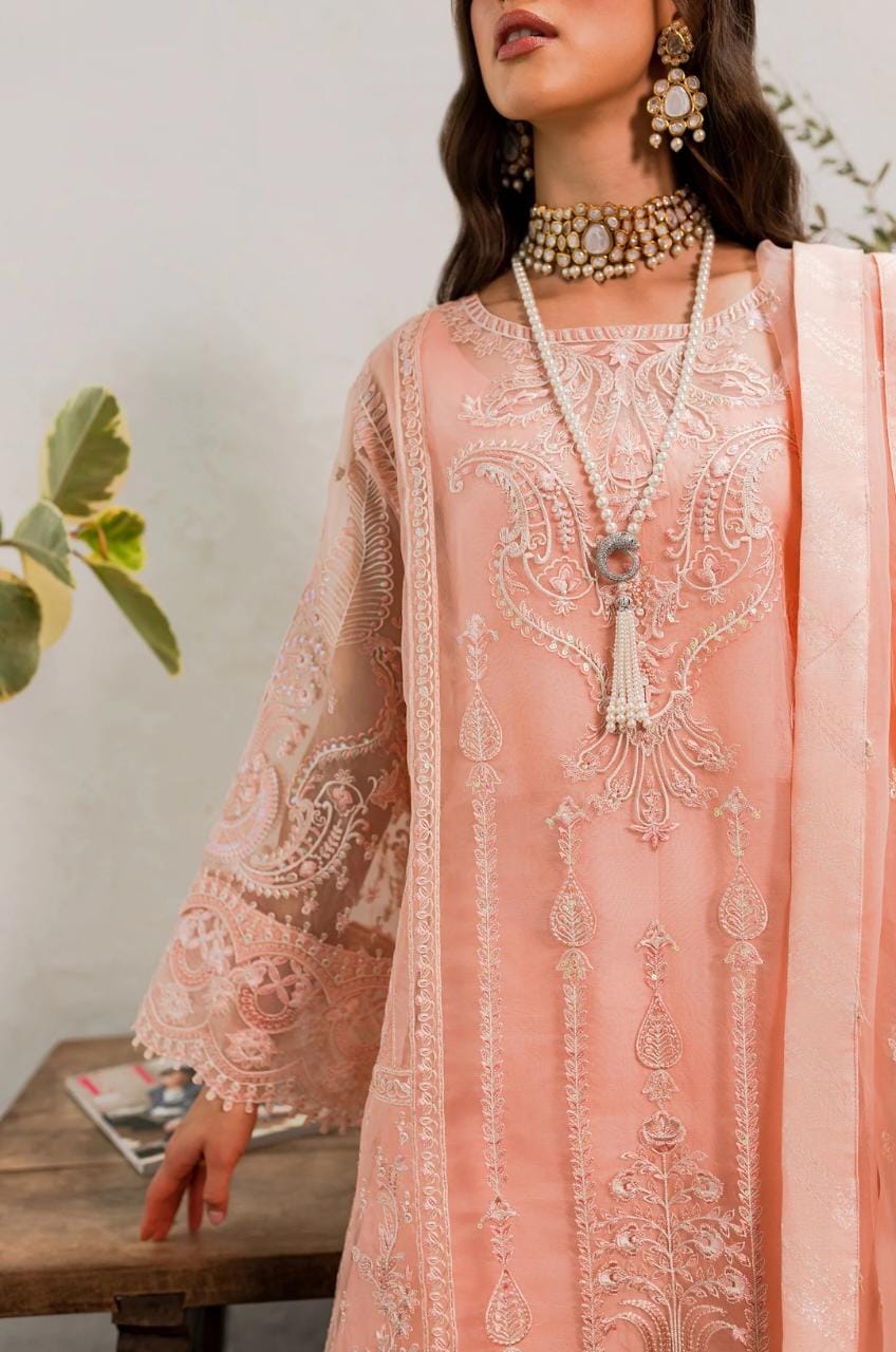 Maryum N Maria | Sorina Luxury Chiffon 23 | Peach Parfait (MW23-505) - House Of Anaya