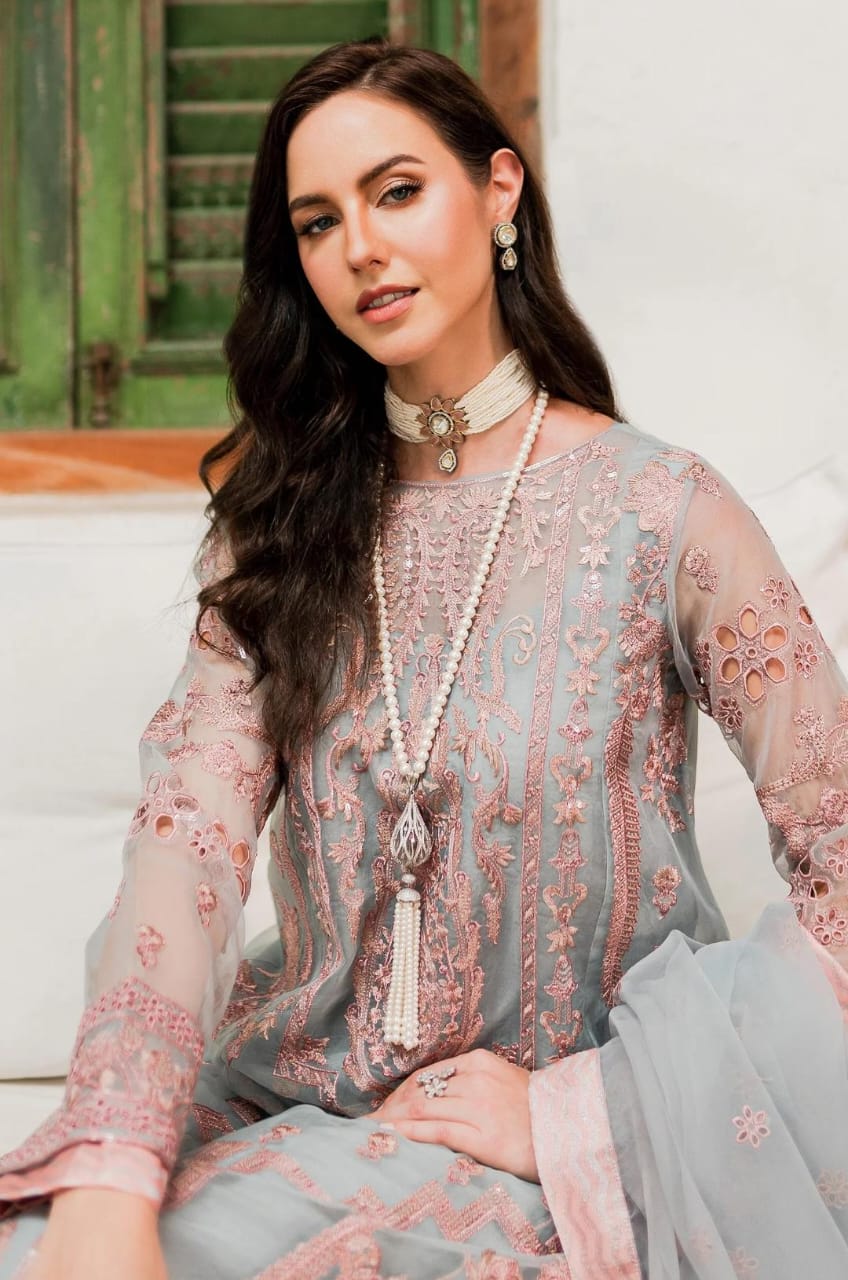 Maryum N Maria | Sorina Luxury Chiffon 23 | Dawn Blue (MW23-510) - House Of Anaya