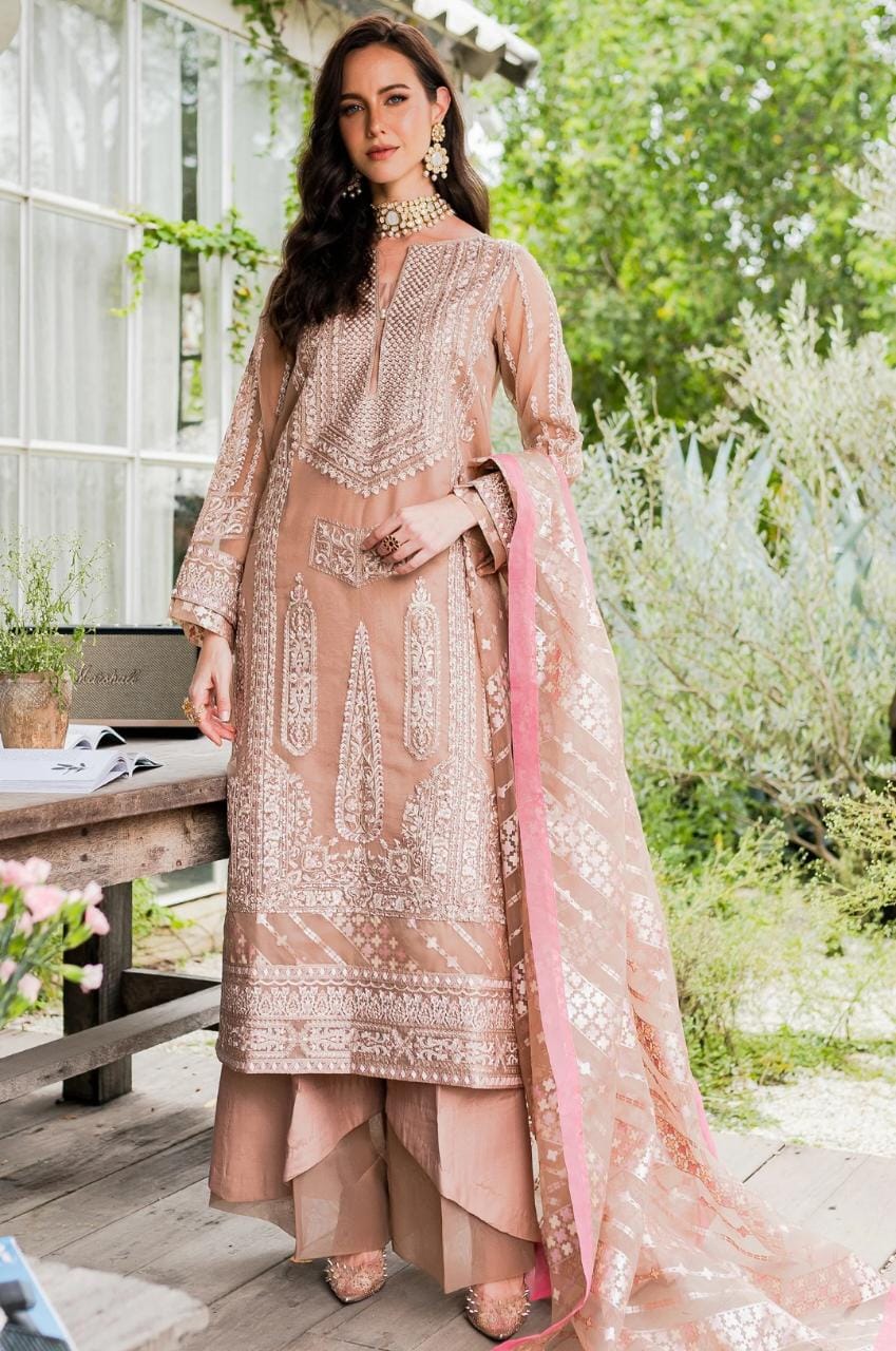 Maryum N Maria | Sorina Luxury Chiffon 23 | Peach Beige (MW23-503) - House Of Anaya
