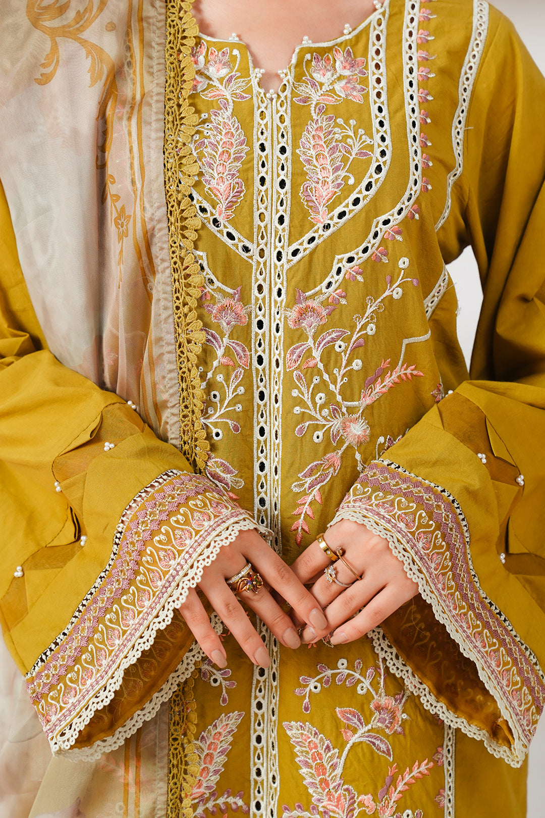 Zellbury | Unstitched 3 Piece Cambric | Embroidered Shirt Shalwar Dupatta - 0156 - Libasekhas