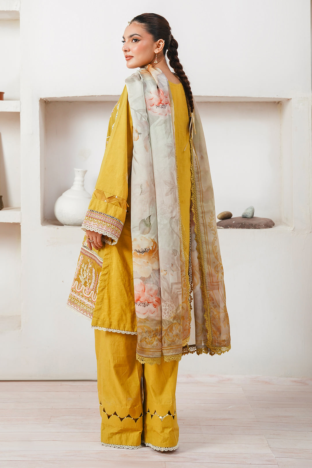 Zellbury | Unstitched 3 Piece Cambric | Embroidered Shirt Shalwar Dupatta - 0156 - House Of Zarish