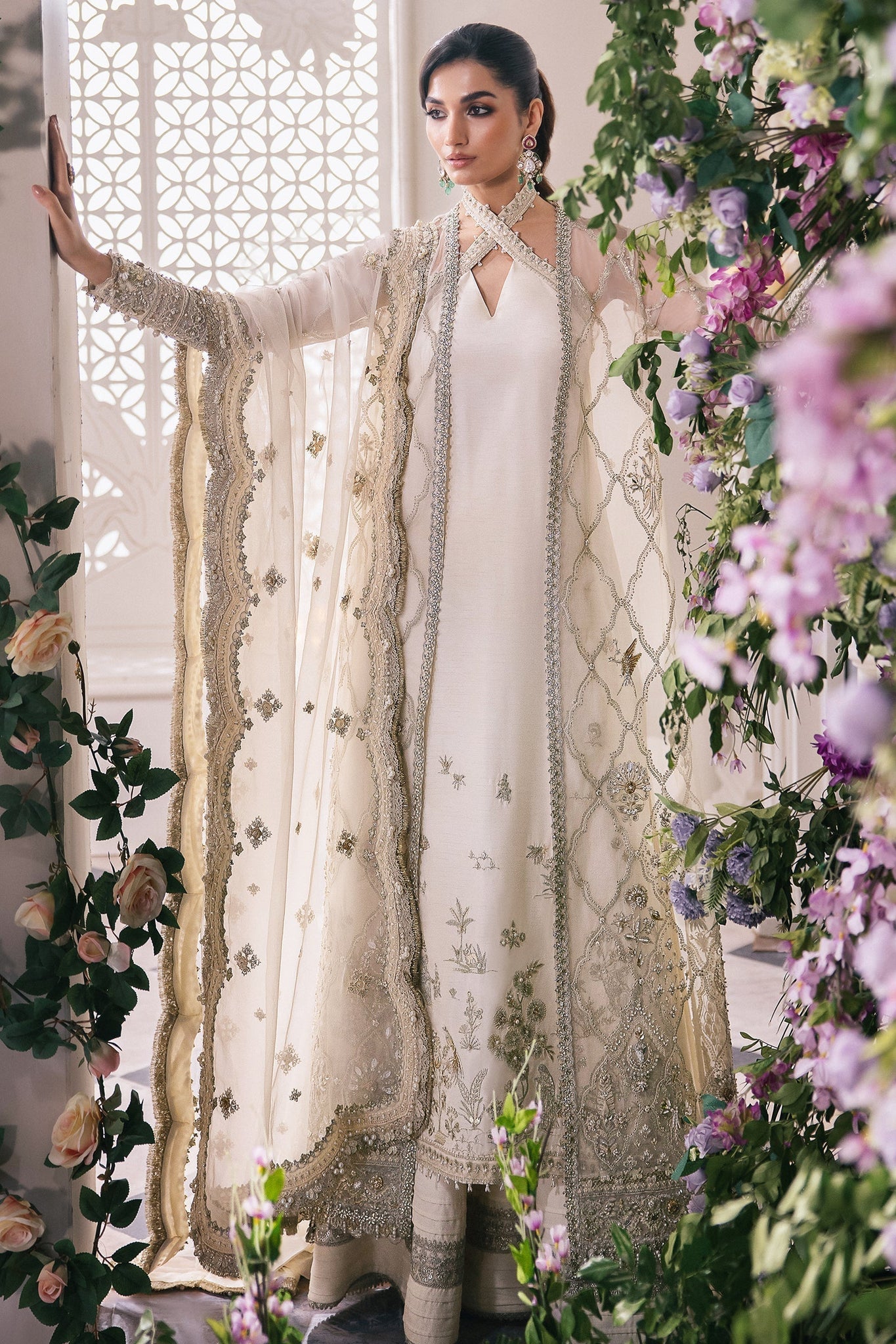 Gossamer by Zaha Embroidered Organza 3Pc Suit ZC24-02 Leiyn