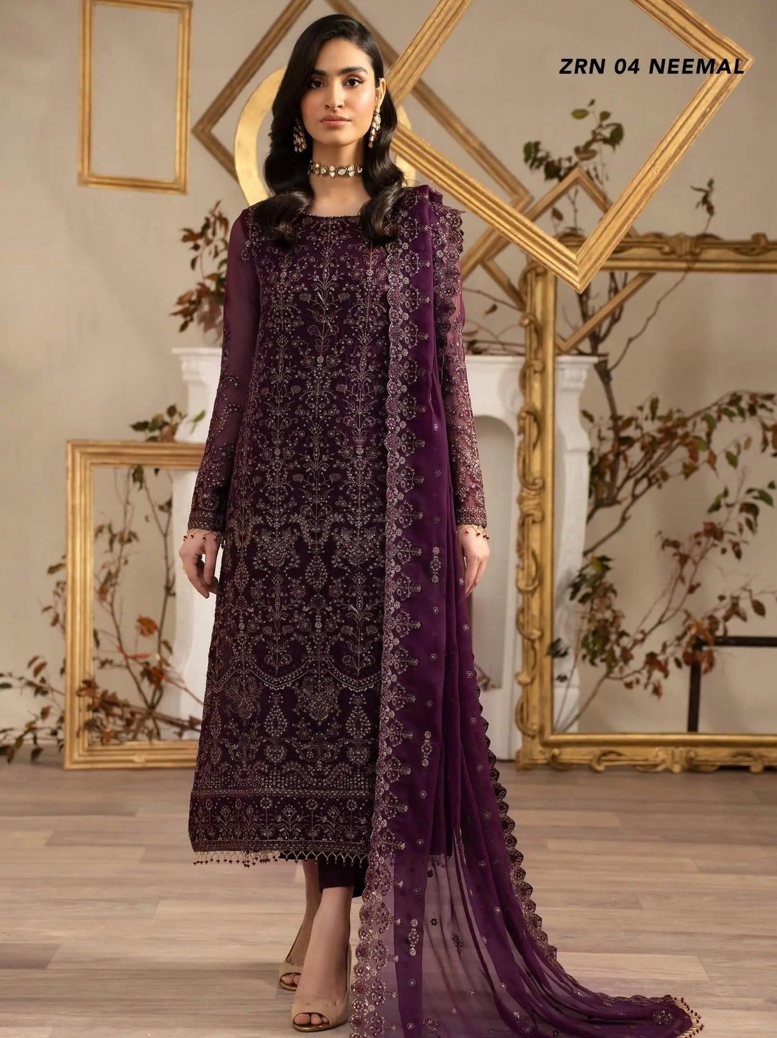 Naqsh by Zarif Festive Formal 3 Piece Suit ZRN-04 NEEMAL - House Of Anaya