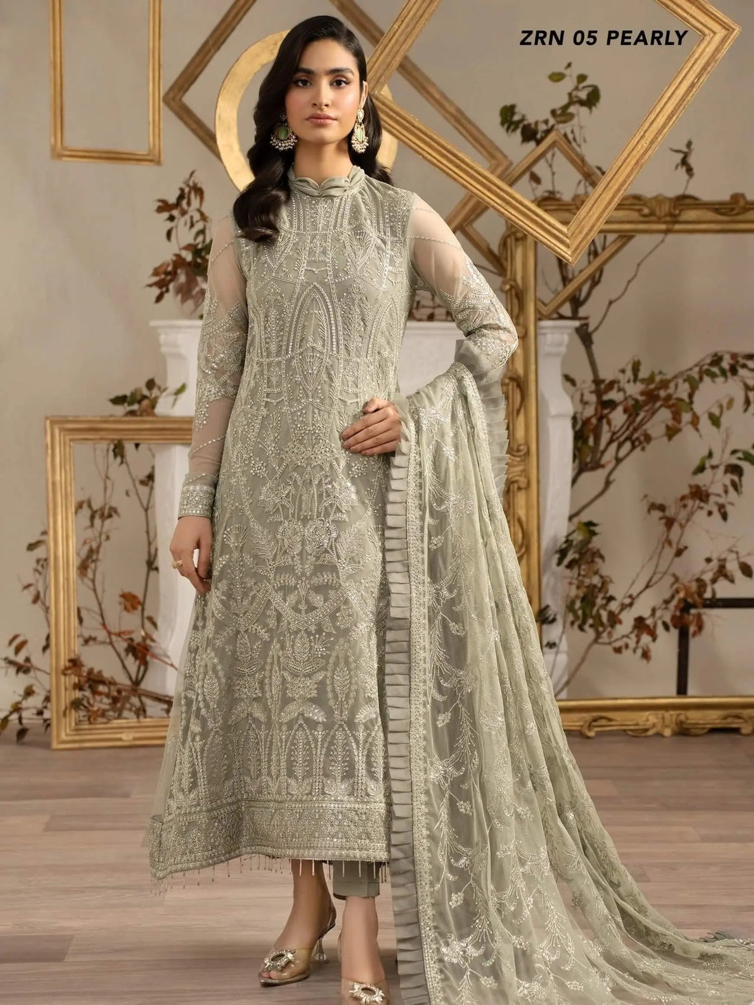 Naqsh by Zarif Festive Formal 3 Piece Suit ZRN-05 PEARLY - House Of Anaya