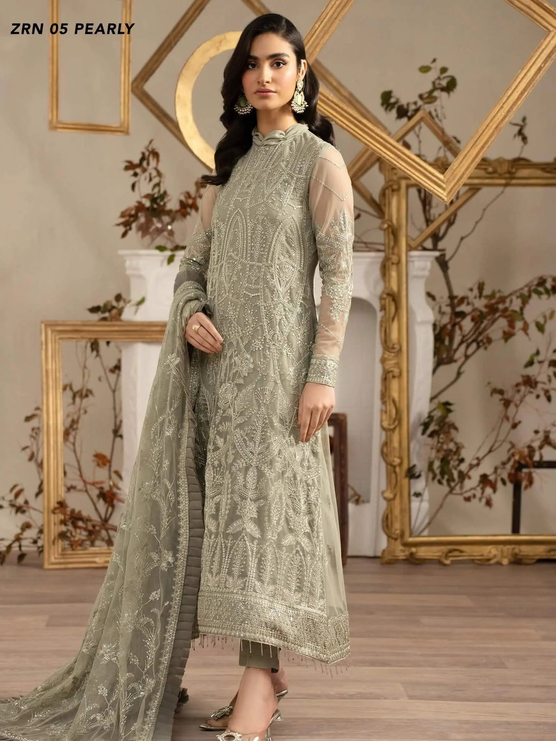 Naqsh by Zarif Festive Formal 3 Piece Suit ZRN-05 PEARLY - House Of Anaya
