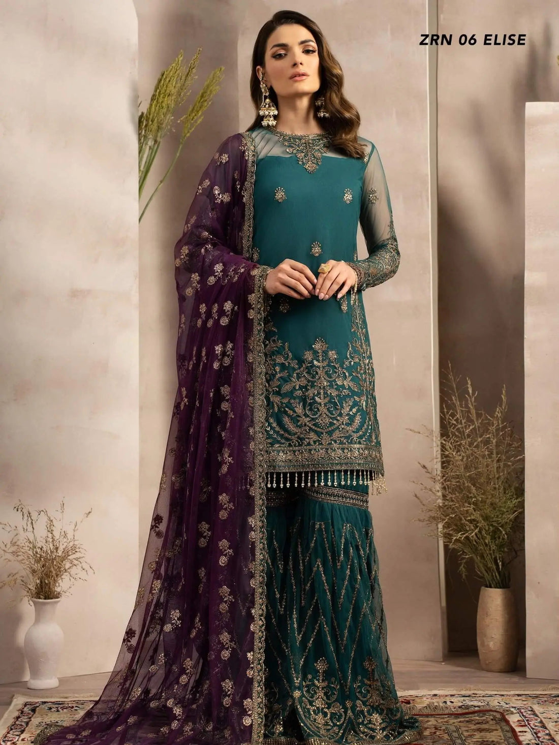 Naqsh by Zarif Festive Formal 3 Piece Suit ZRN-06 ELISE - House Of Anaya
