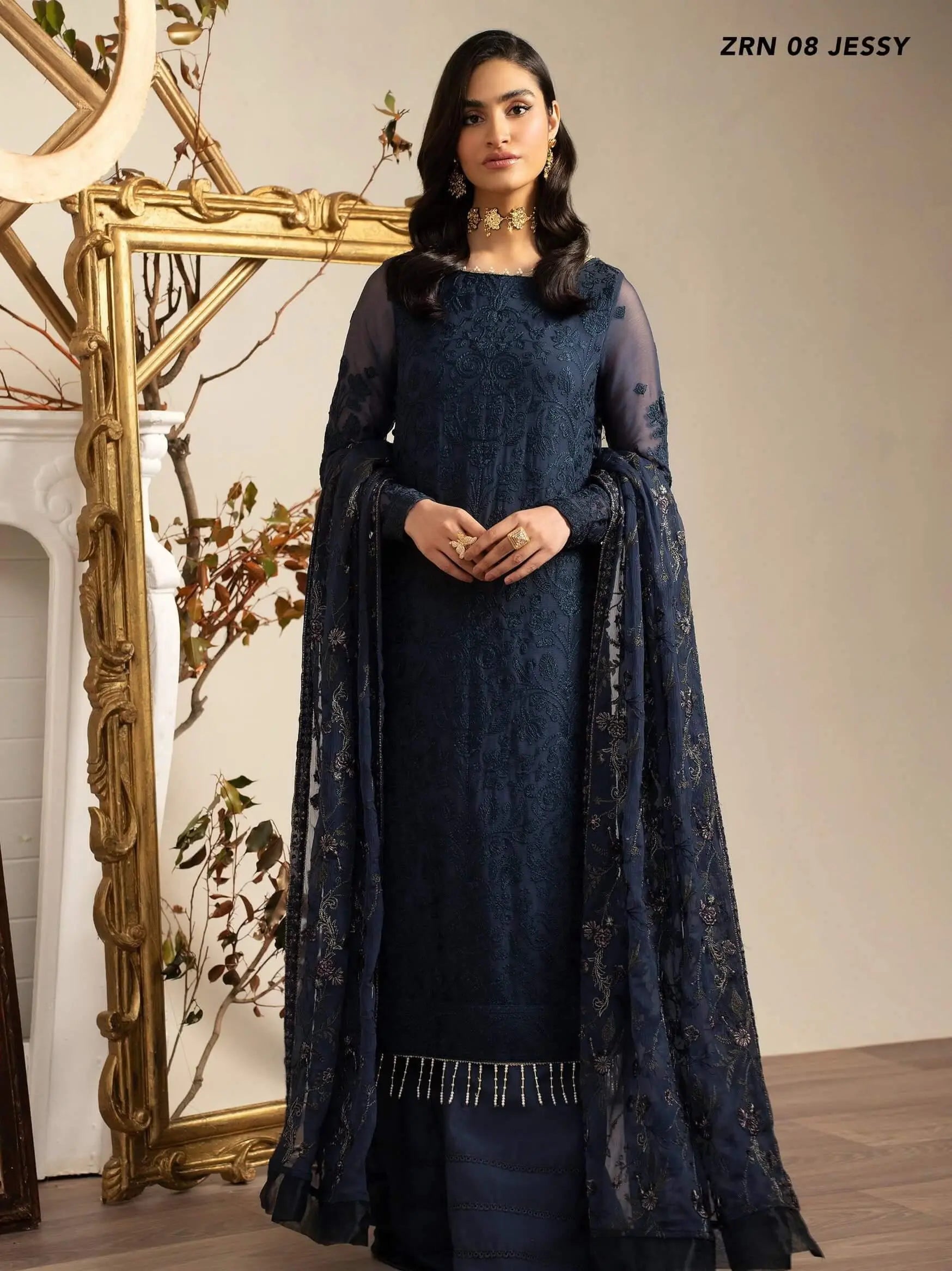 Naqsh by Zarif Unstitched Festive Formal 3 Piece Suit ZRN-08 JESSY - House Of Anaya