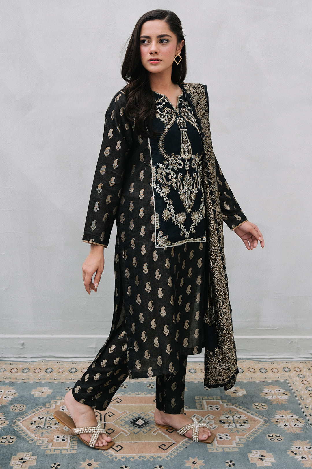Zellbury | Summer Pret | Embroidered Kurta Dupatta Trouser - 3256 - House Of Zarish
