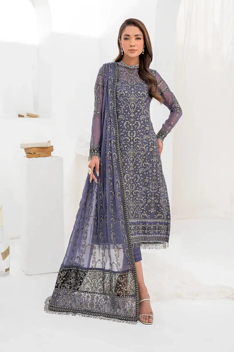 Zarif | LA CELESTE LUXURY Formals | ZLC 08 DUSTY TEAL - House Of Anaya