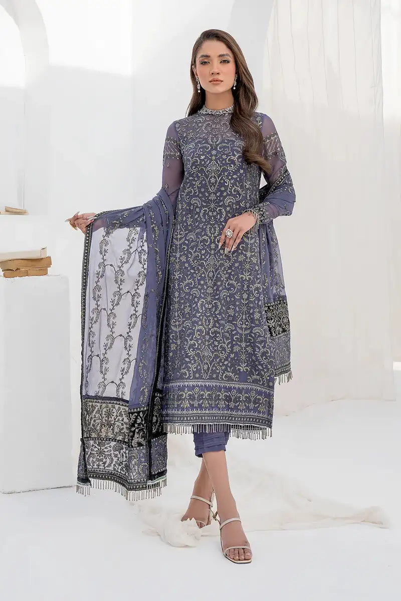 Zarif | LA CELESTE LUXURY Formals | ZLC 08 DUSTY TEAL - House Of Anaya