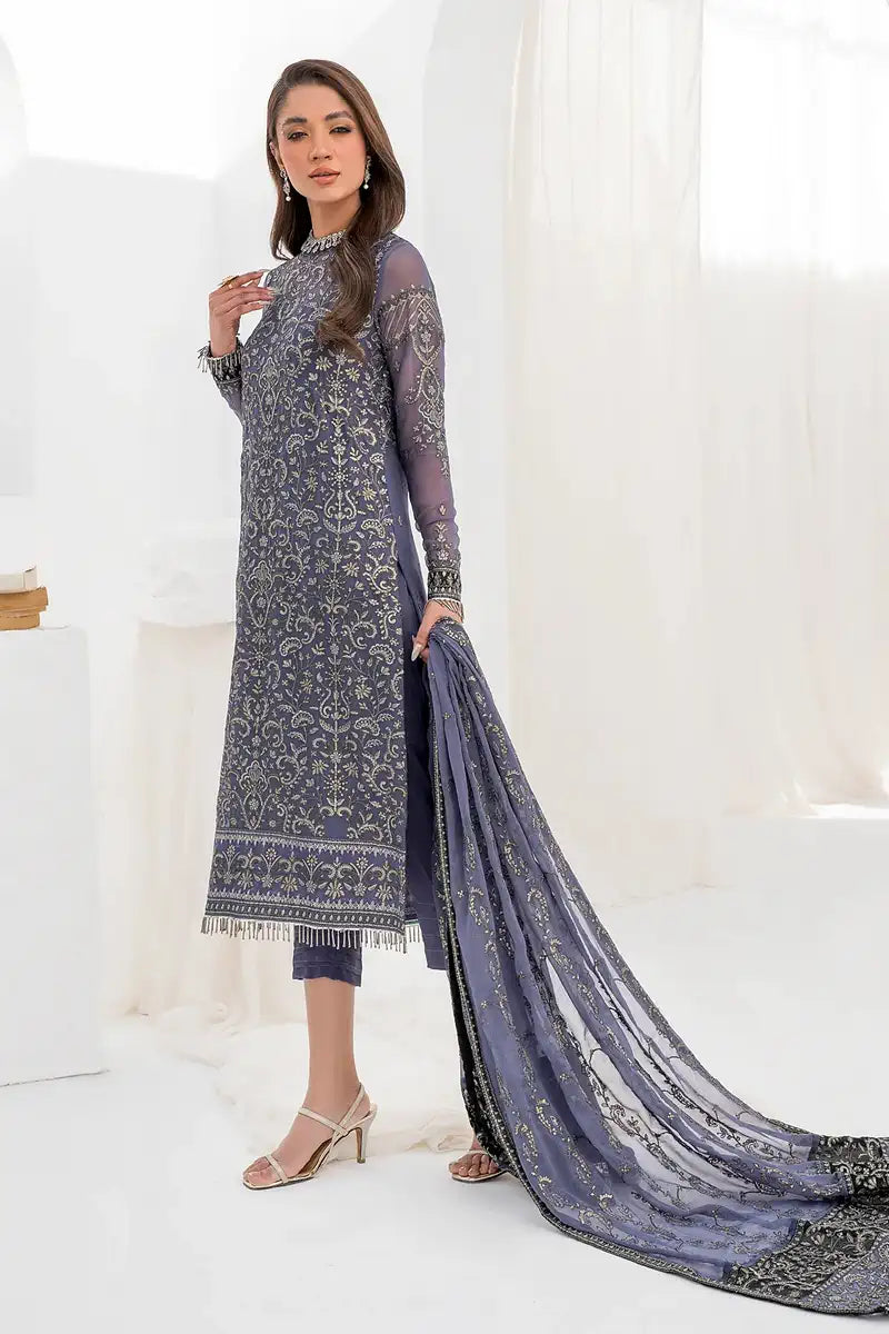Zarif | LA CELESTE LUXURY Formals | ZLC 08 DUSTY TEAL - House Of Anaya