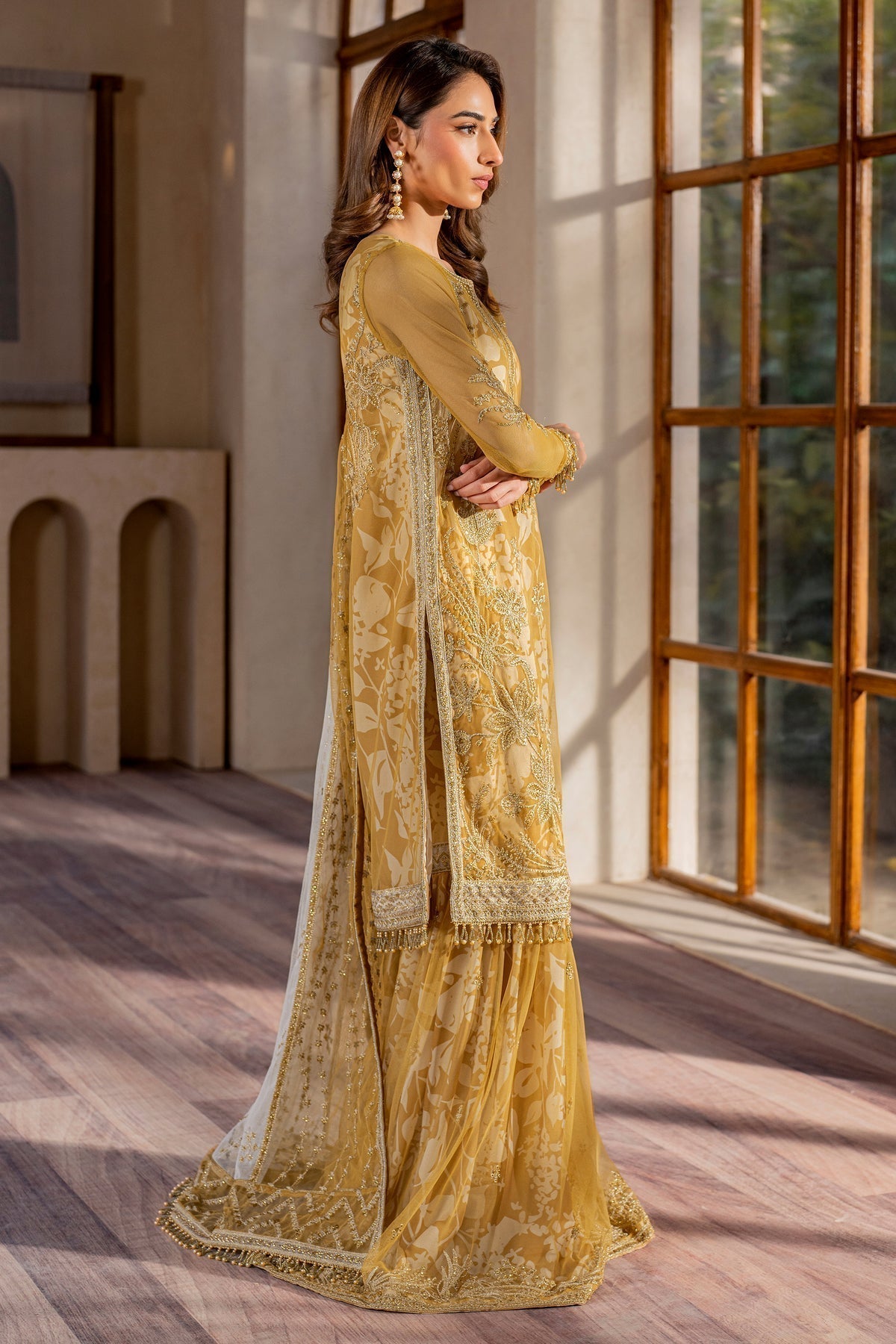 Zarif | Iris Printed Embroidered Edit 24 |MARIGOLD