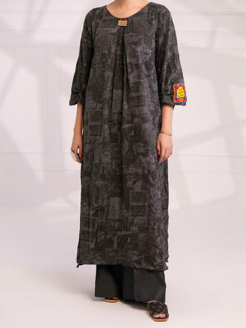 Almirah | Tale of heritage | Charcoal Denim Kurti - AL-LK-1078