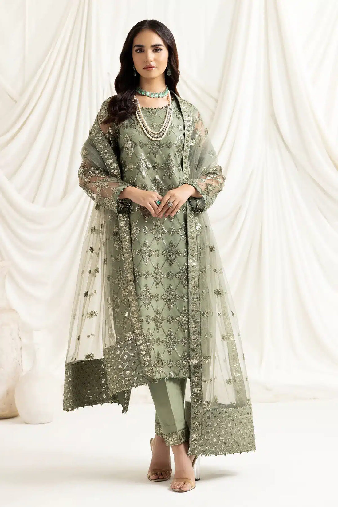 Alizeh | Dua Formals 23 | DUA-V02D02B-ALARA(PISTACHIO) - House Of Anaya