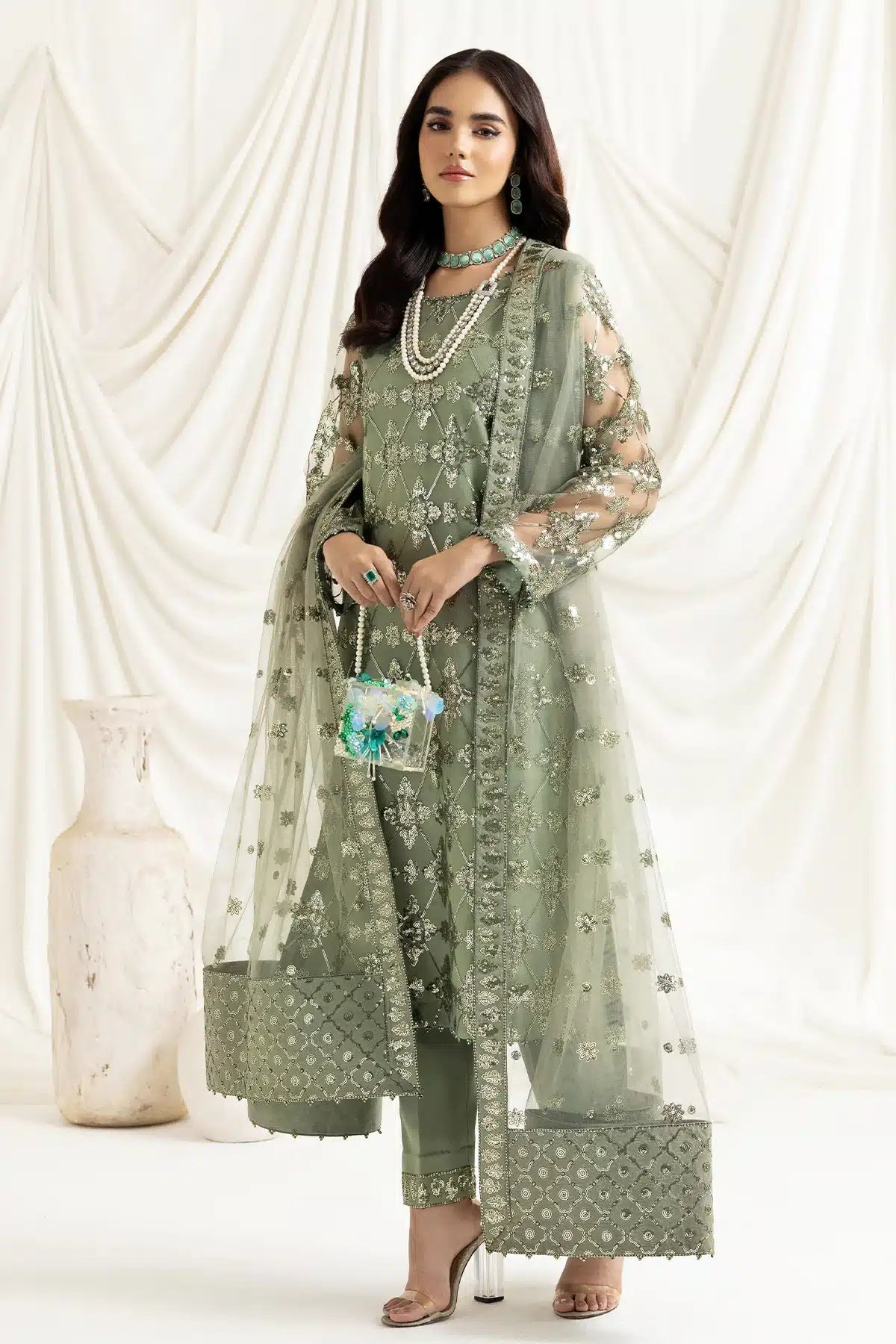 Alizeh | Dua Formals 23 | DUA-V02D02B-ALARA(PISTACHIO) - House Of Anaya