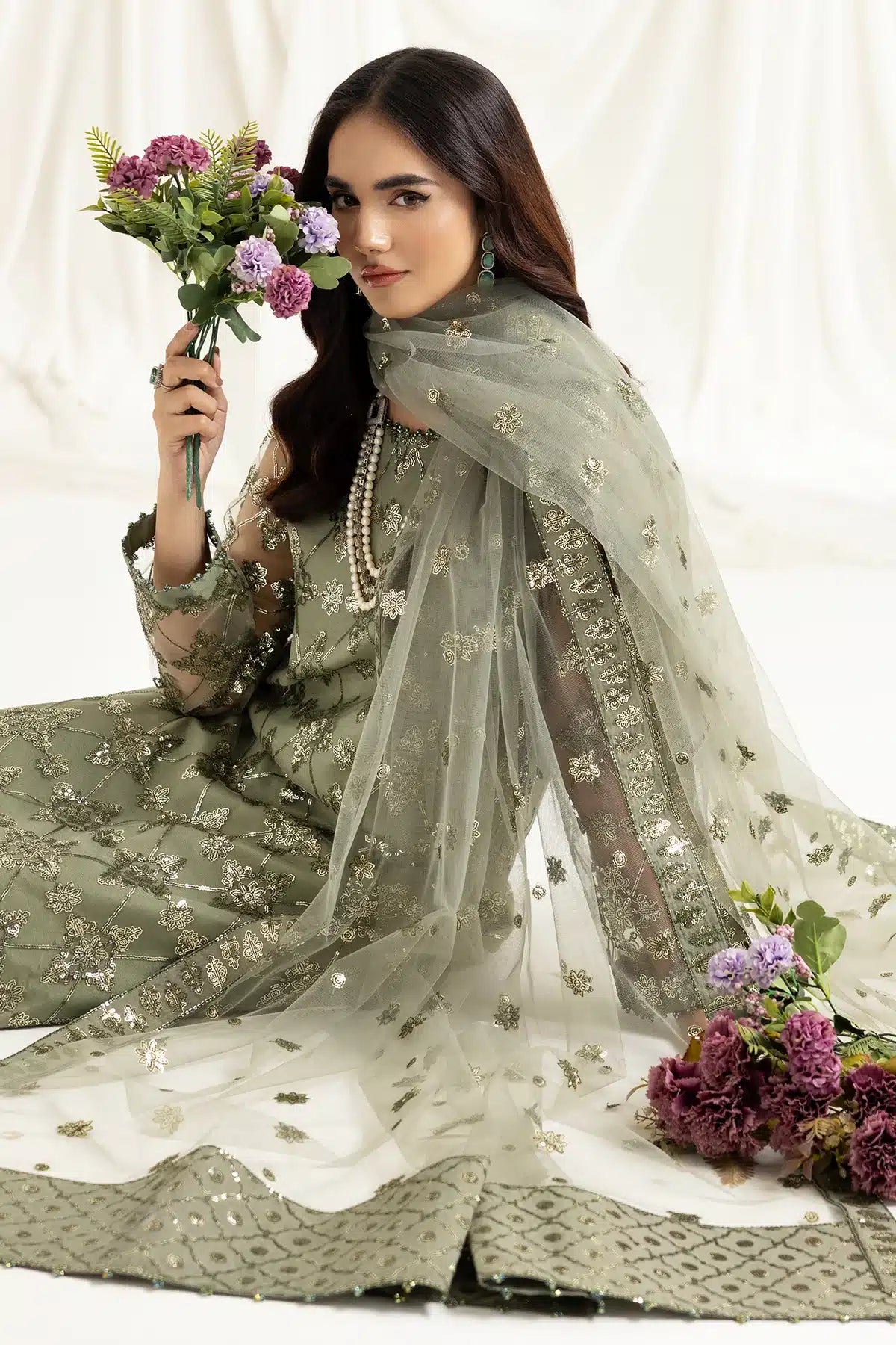 Alizeh | Dua Formals 23 | DUA-V02D02B-ALARA(PISTACHIO) - House Of Anaya